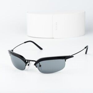 Prada Women Sunglasses Black Grey Rectangle PRB50S 1AB3C2 NEW AUTHENTIC